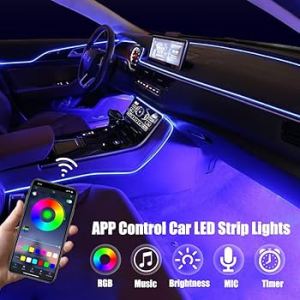 【22 in 1】Car LED RGB Dual Zone 213 Color Rainbow Symphony Car Ambient Lighting Interior Acrylic LED Strip Light Deco
