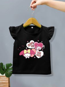 Kaos Atasan Anak Perempuan Model Lengan Ruffle Motif Melody