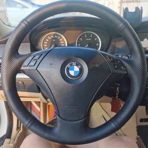 Kaly For BMW E60 523 530 523li 525 520li 535 545i Hand Stitched black carbon fibre Genuine Leather non-slip Car Steering Wheel Cover X2Z8B