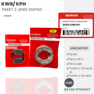 (KWB/KPH) PAKET 2 JENIS DISPAD DEPAN + KAMPAS REM BELAKANG BLADE REVO 110 FI REVO ABS SUPRA X 125
