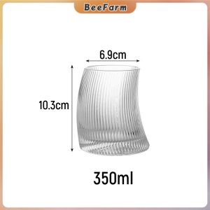 BF 350ml 500ml Creative Vertical Lines Crescent Shaped Glass Juice Beverages Cocktail Glass Water Glass