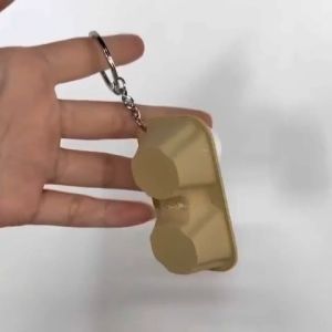 Egg Shaped 4 Buttons Fidget Clicker Keychain Silent Sensory Toy Stress Relief Portable Pocket Desk Gift Kids Adults Office School