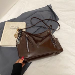 TANTUANG PU Leather Shoulder Bag Large Capacity with Small Pocket Tote Bag Casual Portable Backpack