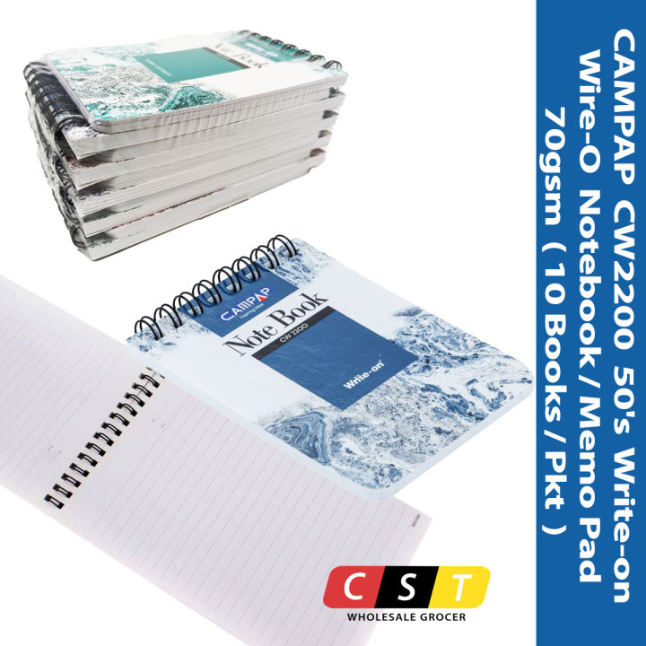 Campap CW2200 Write-on Wire-O Notebook/ Memo Pad 50's 70gsm (10 Books ...