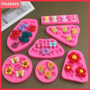 Heabety  Dễ thương phim hoạt hình hoa Bow Bee fondant Silicone khuôn DIY cupcake fondant bánh trang trí sô cô la kẹo nướng khuôn