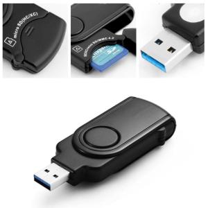 USB3.0 SDTF MicroSDs Reader 5Gbps Speed Adapter for Phone Devices Black