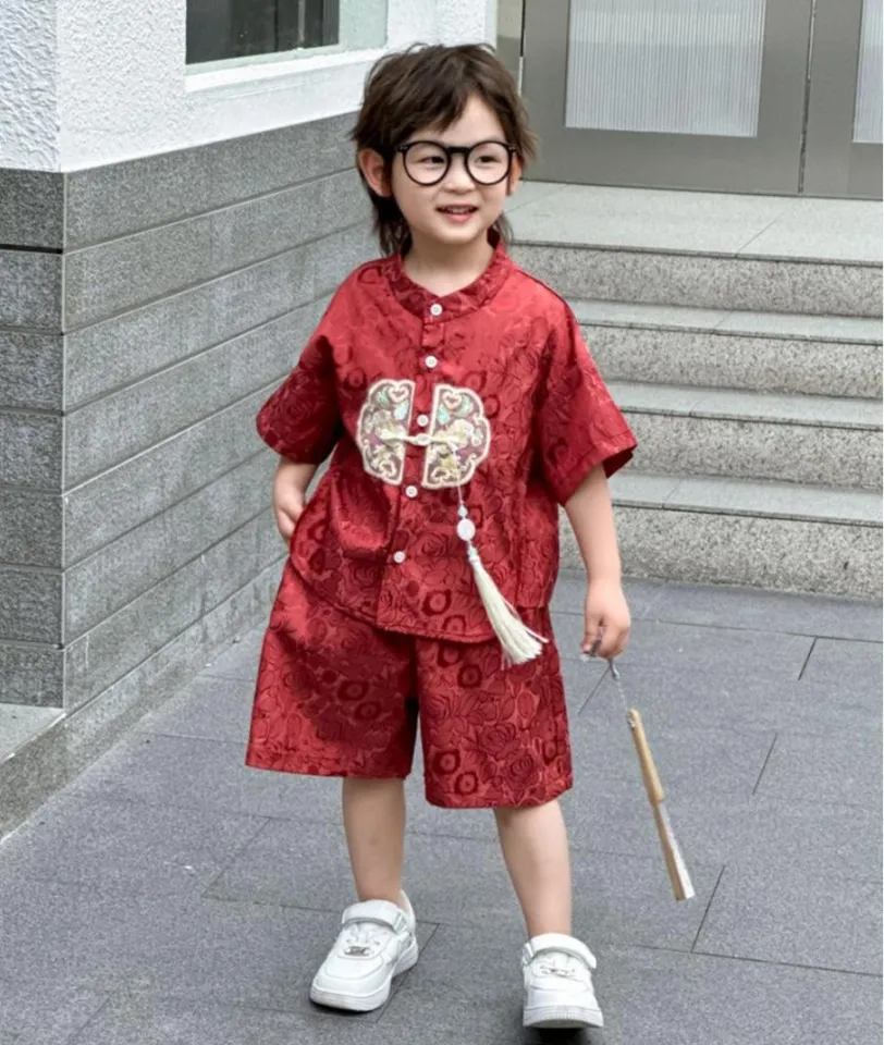 2Pcs Chinese Traditional Outfit Kids Casual Performance Costume