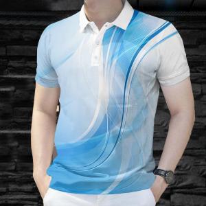 Gradient Pattern Polo Shirt For Men 2025 Dry Fit Shirt Casual Sports Short Sleeve Breathable Top Outdoor Cycling Clothing