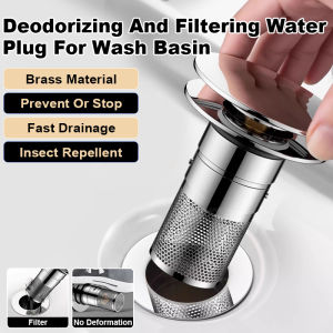 🌟Water Stopper/Leak Stopper/Drain Filter Practical Convenient/Quick Drainage Leak-proof/Hygienic Experience Brass Material Strong Waterproof Strong Seal Washbasin Anti-odor Filter Bounce Core Water Stopper