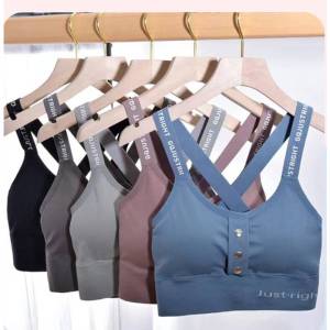 FF.fashion - สปอร์ตบราสายลายตัวอักษร สายไขว้หลังเก๋ๆ #R802