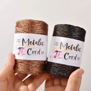 VMCTRD 3mm 100m Gold Wire Hollow Core Rope Handmade Knitting 3 Strands Glitter Gold Cord Thread  150g/ball Hand-woven Wire for Bag/Hat/Mat