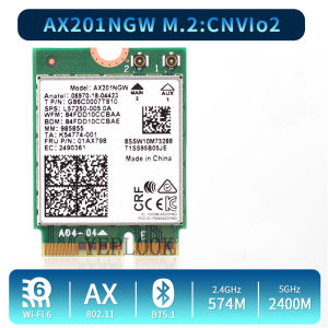 WiFi 6 AX201 2.4 Gbps Bluetooth 5.0 Dual Band 2.4G/5G Wireless NGFF E CNVi Wifi Card AX201NGW Only for Intel 10 Gen or Above with M.2 Key E CNVio 2 Slot