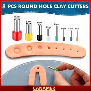Miễn phí vận chuyển✨ 8 pcs 8 kích cỡ Polymer đất sét cắt khuôn lỗ đấm công cụ thiết lập DIY Polymer đất sét Bông tai làm thủ công thủ công