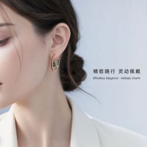 FANME Luxury Style Christmas C Earrings Exquisite Gorgeous Appearance Winter Hoop Jewelry Holiday Loop Gift Durable Alloy Festive Ear Accessories Fashion Women