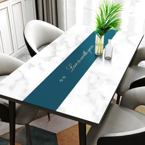 Taplak Meja Leather Kulit Anti Slip Tahan Panas Motif Marmer Alas Meja Ruang Meeting/Ruang Tamu/Ruang Makan/Meja Belajar Premium Quality Waterproof