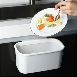 Kitchen Cabinet Door Hanging Small Trash Can Household Desktop Plastic Storage Box Wall-Mounted Trash Basket Storage Box