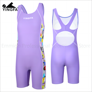 Yingfa Bộ đồ bơi bé gái tím kneesuit Cô gái Trung Học Cơ Sở bảo thủ áo tắm giảm béo Legsuit Bộ Đồ Tắm cho thanh thiếu niên cô gái với đệm