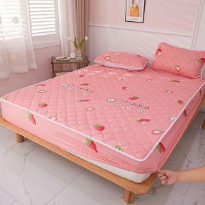 3 in 1 Bedsheet Set（Includes 1 Fitted Sheet & 2 Pillowcases）Quilted Bedsheet Single/Queen/King Size Full Garterized Bedsheet