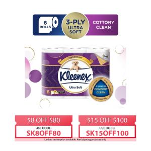 Kleenex Ultra Soft Cottony Clean 3-Ply Toilet Tissue - 6 Rolls