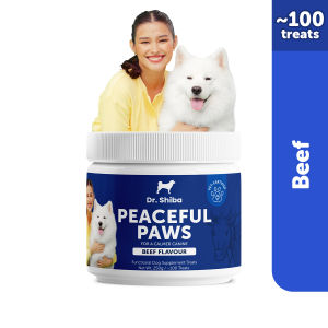 Dr. Shiba Peaceful Paws Healthy Calming Chews Treats Snack Supplement for Dogs | Packed with Essential Vitamins | Stress-Relieving & Soothing | Enhances Overall Well-being | Immune - Boosting