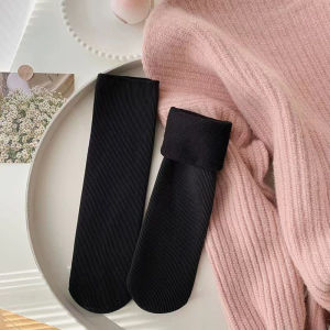 Socks Womens Snow Socks Autumn and Winter Vertical Stripes Mid-calf Socks Padded and Thickened Warm Floor Socks