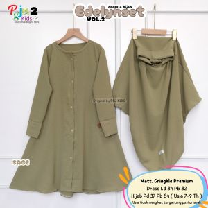 COD Dress Gamis Cringkle Motif Polos Free Jilbab Anak Perempuan Usia 7-9 Tahun Edelynn Vol2