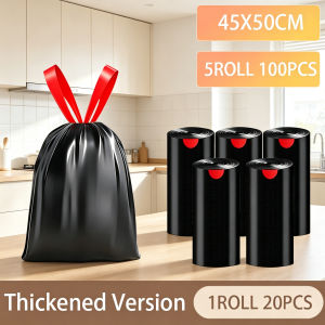100pcs Drawstring Trash Bag Garbage Bag S/M/XXL Thickened Kitchen Disposable Plastic Bag Leak Proof