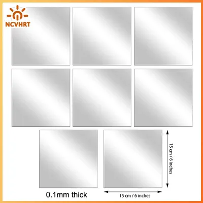 NCVHRT 8pcs 15x15cm 20x20cm 30x30cm Acrylic Flexible Mirror Sheets Self Adhesive Door Mirror Tiles Cuttable Wall Mounted Mirror Stickers For DIY Room Decor
