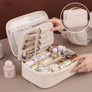 ERYRG Square PU Leather Cosmetic Bag Zipper Detachable Makeup Pouch Bag Fashion Handbag Travel Wash Bag Travel