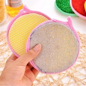 Fu 5pcDouble-sided cleaning sponge brush pot dish washing sponge reusable household cleaning oil wiping