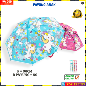 Payung Tongkat Anak Sekolah Paud Tk Umbrella Souvenir Kid Korean Motif Unicorn B13