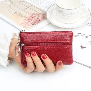 Double-Sided Leather Coin Purse Fashion PU Leather Multi-Function Card Slot Storage Bag Mini Zipper Wallet Key Bag
