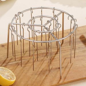 24 Skewers Air Fryer Grill Rack Stainless Steel Vertical Hanging BBQ Stand Food Grade Safe Kitchen Cooking Accessory