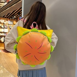 JURHOMIE Waterproof Cheeseburger Backpack Large Capacity Multi-layer Hamburger Backpack Funny Lovely Style School Bag Daily Use