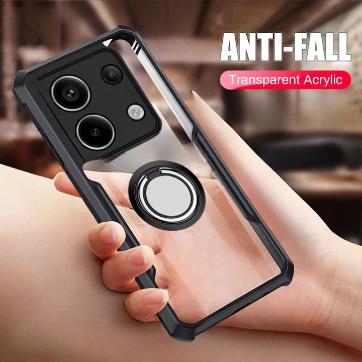 ESTH® Cover per Xiaomi Redmi 13 (4G/5G)/Xiaomi Poco M6 4G con Custodia per Fotocamera Scorrevole e Supporto ad Anello [Custodia Paraurti Compatibile con Supporto Magnetico per Auto], Blu