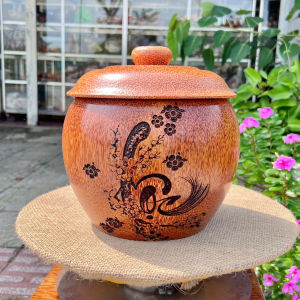 [TẶNG KÈM ẤM] Bình Ủ Ấm Trà Gỗ Dừa Mẫu Trơn Điêu Khắc Chữ Lộc & Chữ Phúc Giữ Nhiệt Cao Cấp Quà Tặng Sang Trọng 500ml