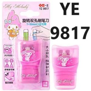 1Pieces Sanrio Cute Double hole Pencil Sharpener Mymelody Kuromi Cinnamoroll Eraser Creative Stationery school office supplies Kids Birthday gift
