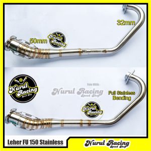 LEHER KNALPOT SATRIA FU 150 PNP SILENCER STANDAR FU FULL STAINLESS. Pipa Header Kenalpot FU Stenlis Bending + Adaptor. Terlaris
