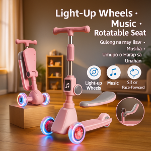 scooter for kids 3 to 12 years kids soutdoor toys baby scooter toys for kids Childrens safety scooter&music&seat &removable folding