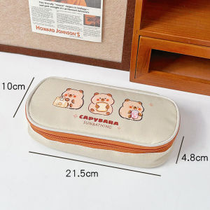 Capybara Pencil Case Cute 📚 卡皮巴拉帆布笔袋 Bekas Pensel Capybara Kotak Pensel Kartun Comel Cartoon Bag Large Pencil Box Student School