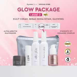 [Free Pouch] KYMM SKIN Glow Package LEVEL 2 with Symwhite 377 Dark Spot Serum | Perawatan Noda Hitam Bekas Jerawat Pencerah Mencerahkan Wajah Kusam [Face Wash 60ml Face Mist 60ml TUBE Day Cream 10GR Night Cream 10GR Symwhite Serum 20ml]