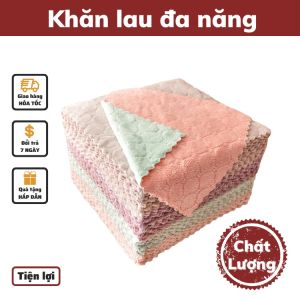 Khăn Lau Bếp 25cm x 25cm Đa Năng 2 Mặt Lông Siêu Mềm Siêu Thấm
