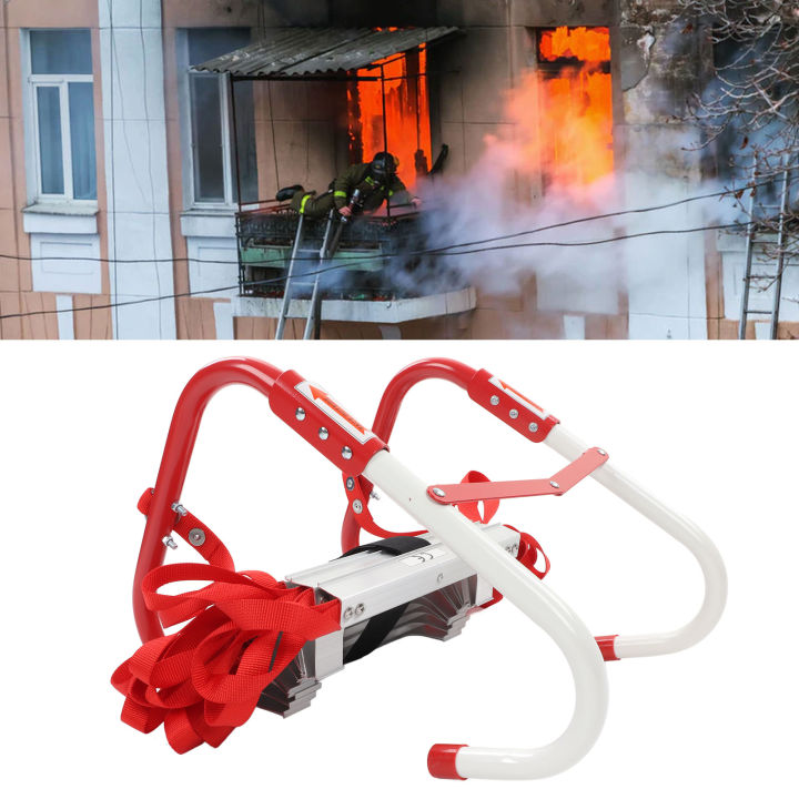 Fire Escape Ladder 300mm Tread Spacing 450kg Bearing Quick Release Slip  Proof 2 Story Rope Ladder Tool 4M Height for Emergency