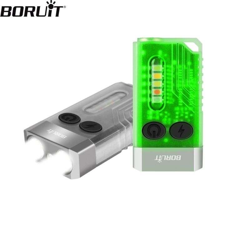 Flashlights Boruit V10 EDC Keychain LED Fluorescence Flashlight TypeC Rechargeable Torch Work