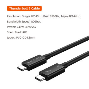 CABLETIME Cáp Thunderbolt 5 được chứng nhận Intel 120Gbps PD 240W Cáp dữ liệu Sạc nhanh 8K60Hz Cáp loại C cho Mac/ PC iPad SSD2026