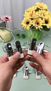 Multi-Functional Stainless Steel Clothes Pegs with Anti-Slip Base & Rotating Hook - 5 Pack