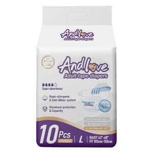 [24 hours delivery] ANDLOVE Adult Diapers L (5Pacsk/50Pcs) Adult Tape Diaper Leak-Proof