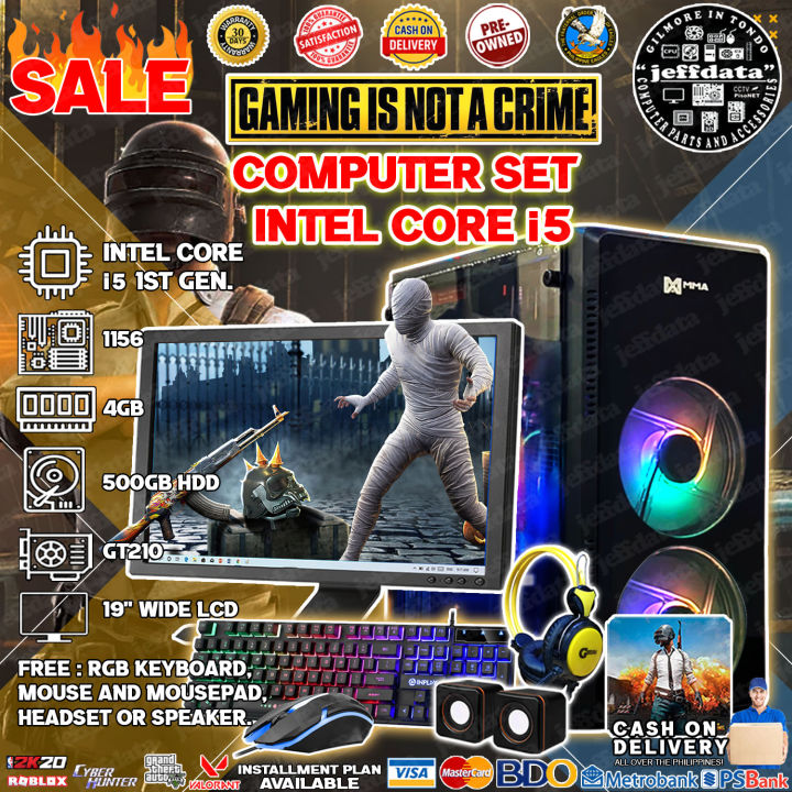 Computer Set Intel i5 1st gen 4gb DDR3 500g b HDD 512mb 64bit 19