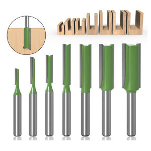 1/7pc 1/4" Shank Single Double Flute Straight Router Bit Milling Cutter Trimming Machine Cutter Head For Woodworking