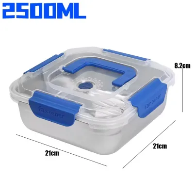 2500ml กล่องข้าวความจุขนาดใหญ่พร้อมหูหิ้ว / กล่องใส่อาหารสแตนเลส / พร้อมฝาปิด / มีไมโครเวฟในครัว / กล่องข้าวปิกนิกสำหรับตั้งแคมป์